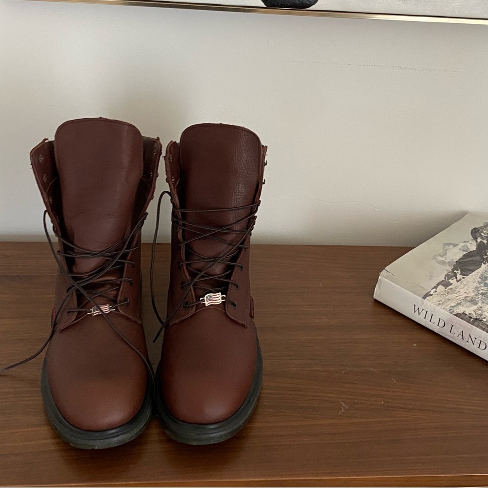 New  brown leather red wing boots